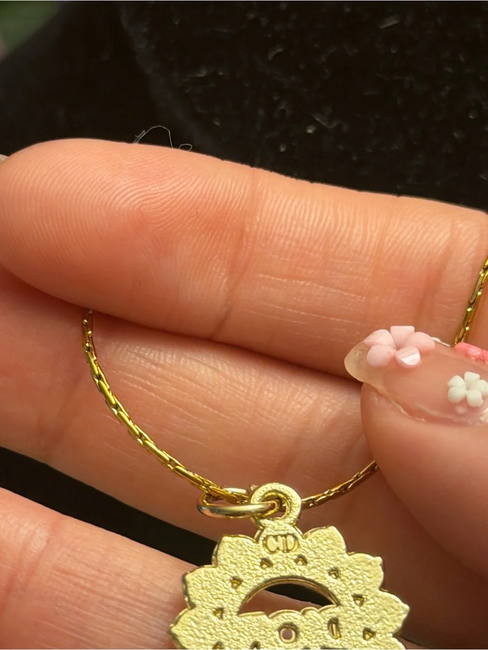Dior gold and pearl charm necklace